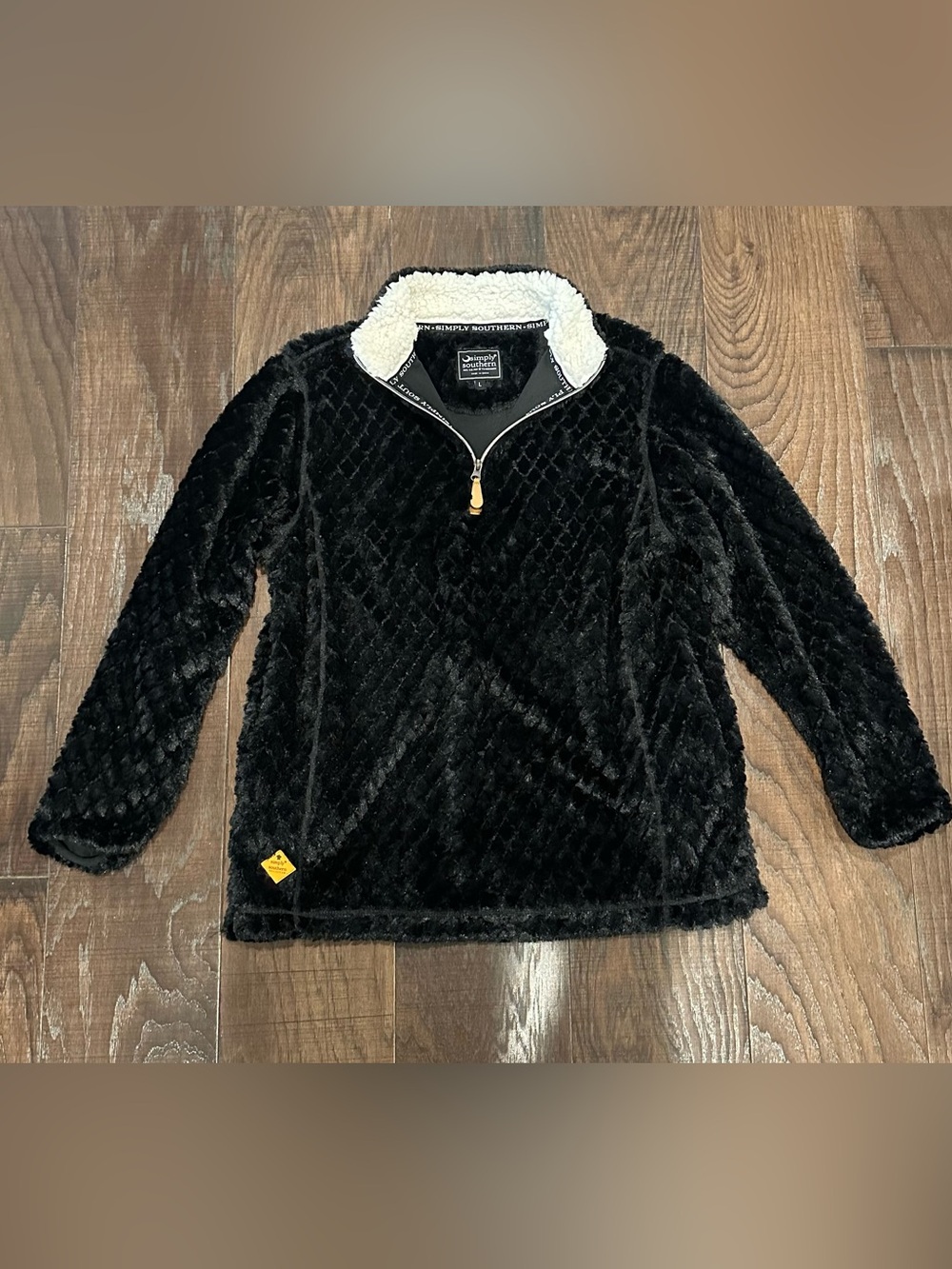 Simply Southern Black Sherpa Quilted Quarter-Zip Pullover